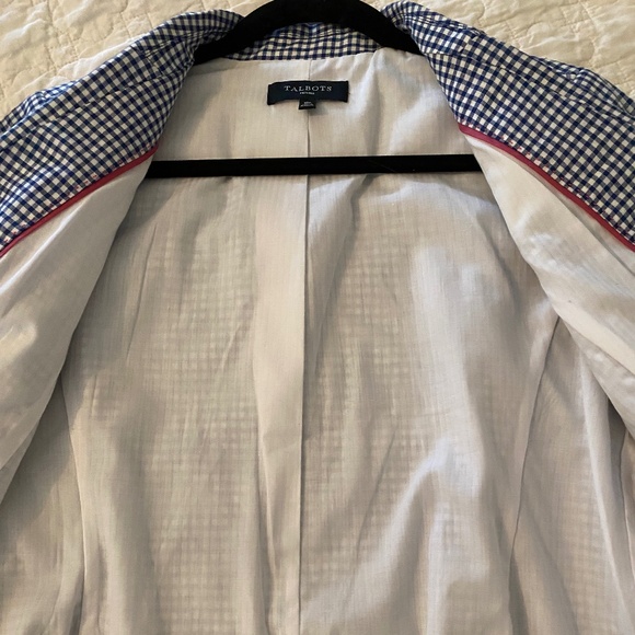 Talbots Blue Gingham Blazer Jacket - Picture 5 of 5